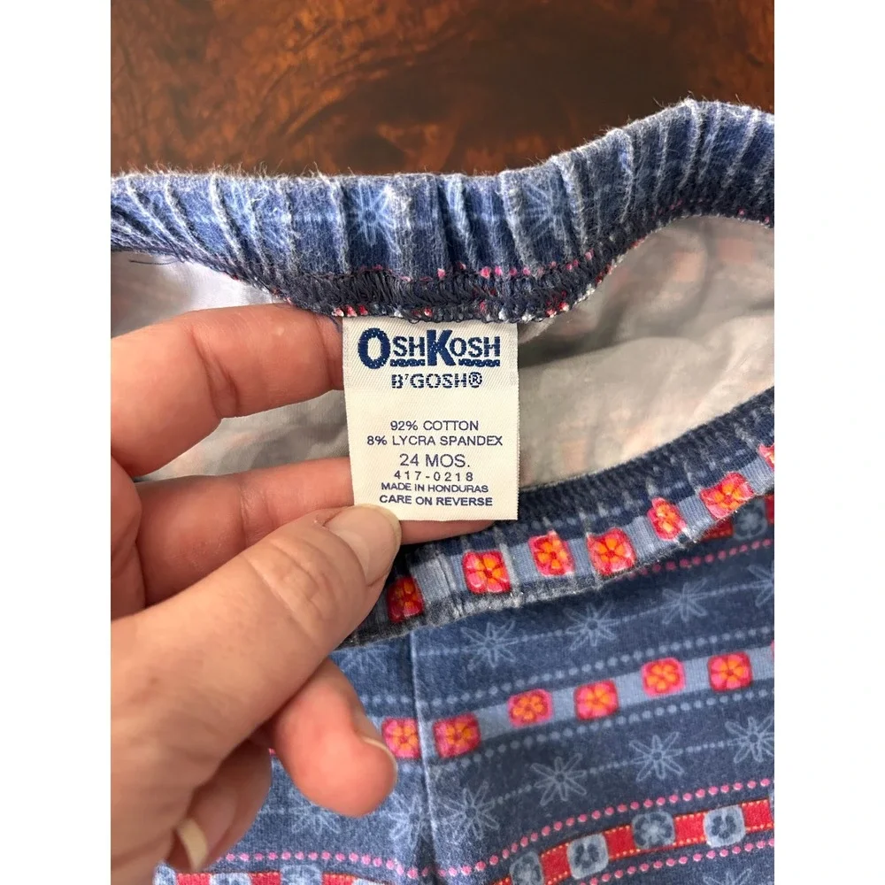 OshKosh Bgosh Girls 24 Months Floral Embroidered Top and Printed Leggings VTG